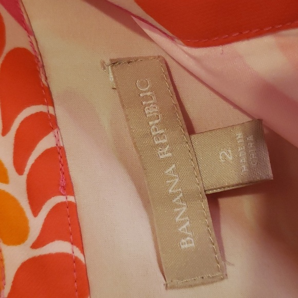 Banana Republic White Dress with Pink,Purple and Orange Designs - Picture 3 of 6